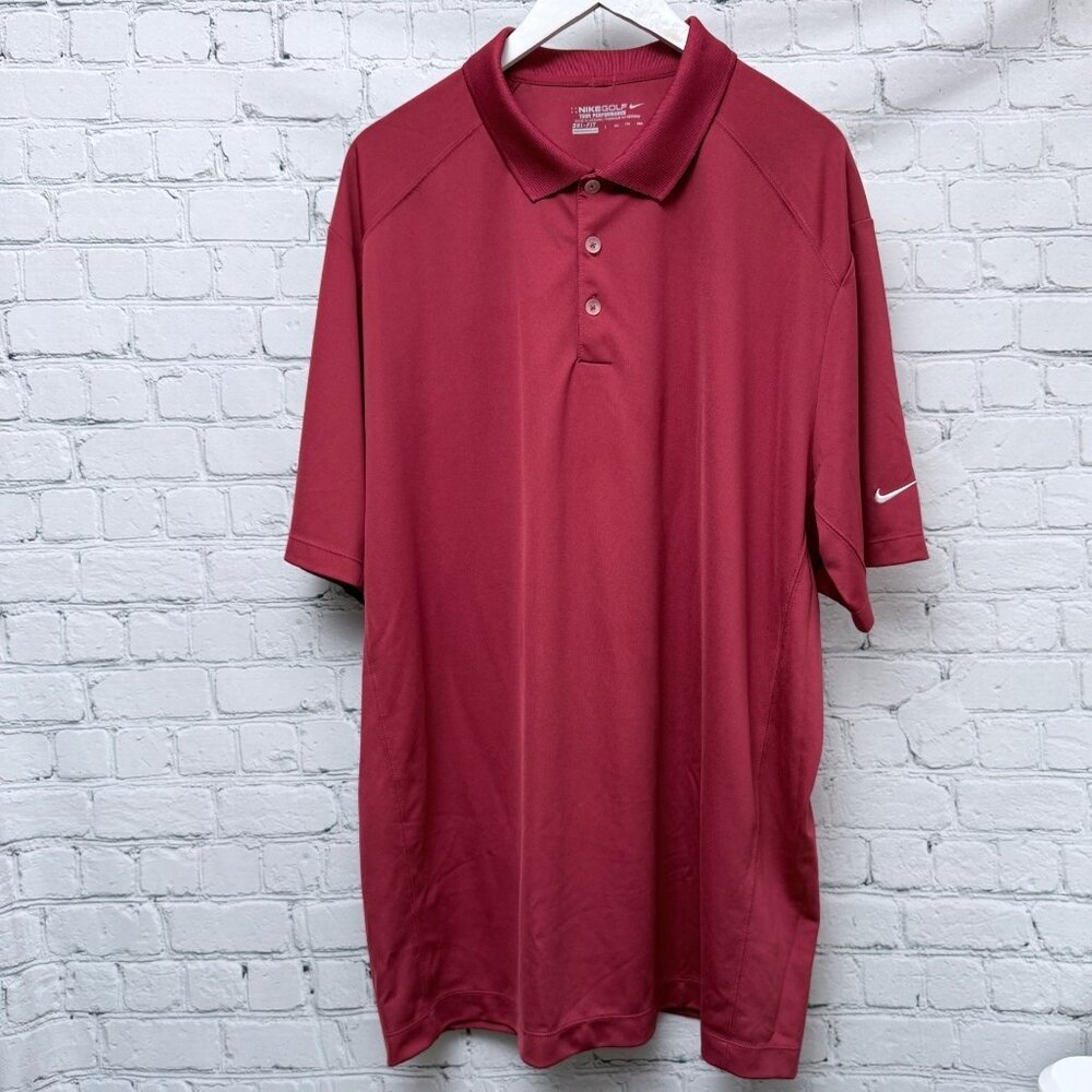 NIKE Golf Shirt Mens XXL Tour Performance Red Short Sleeve Polo Dri-fit